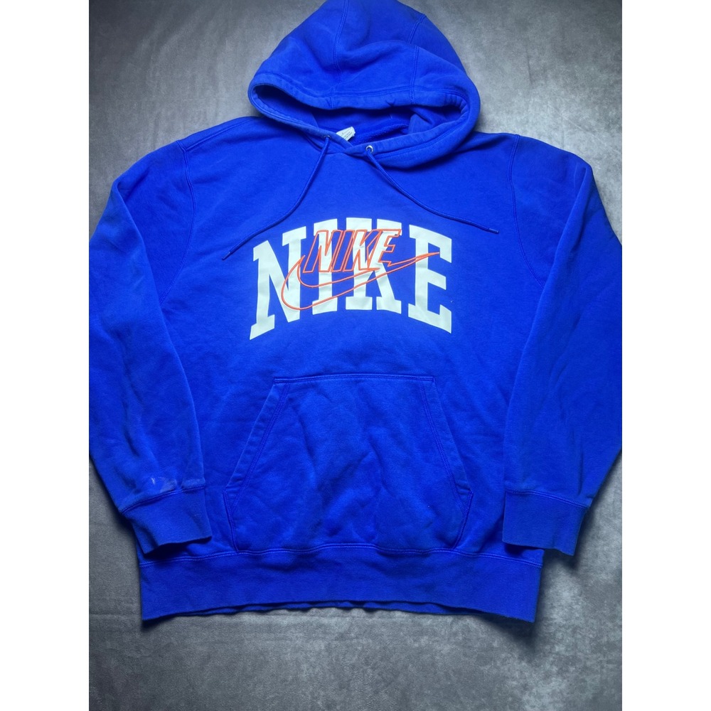 Nike Hoodie Mens Large Blue Graphic Logo Pullover Sportswear Sweatshirt